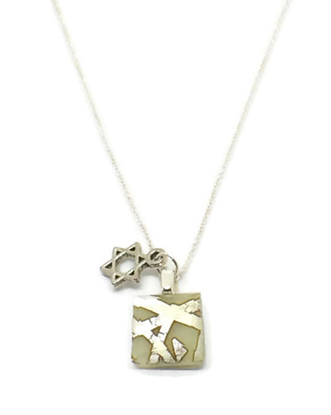 Cream Tiny Necklace with Fine Sterling Silver Chain