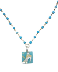 Turquoise Tiny Necklace with Sterling Silver & Turquoise Chain