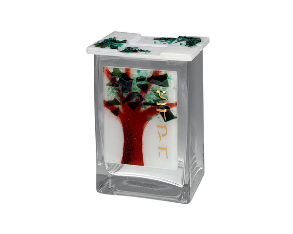Custom Award Glass Tzedakah Box - Two Sided