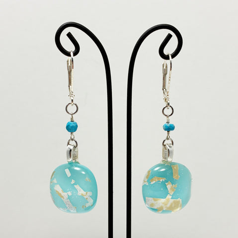 Fused Turquoise glass Earrings