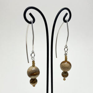 Rainforest Agate Earth Tone Bead Earrings