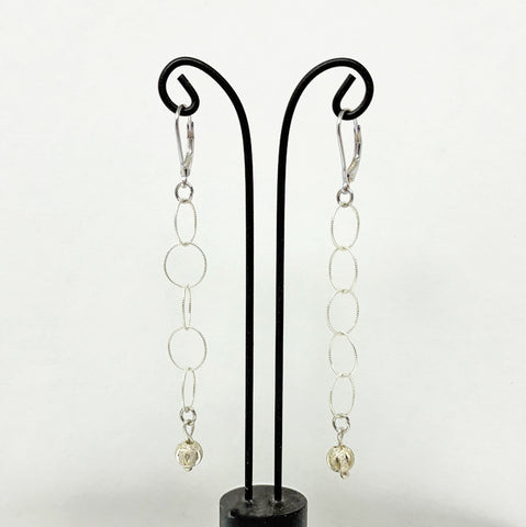Dangling Silver Circle Earrings
