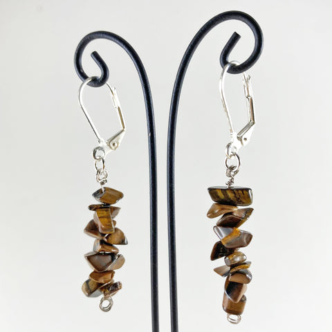 Tiger's Eye Hanging Gemstone Earrings