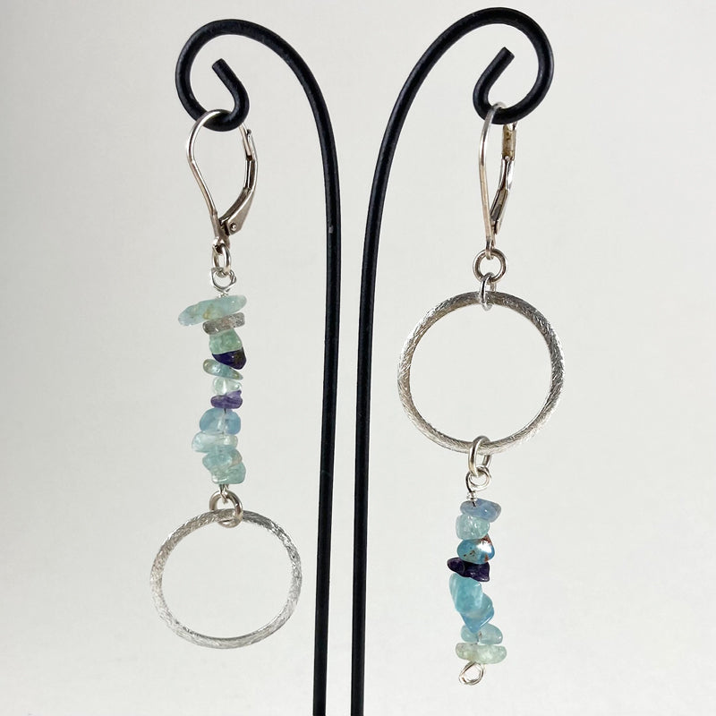 Topsey Turvey Hanging Gems with Brushed Silver Circles