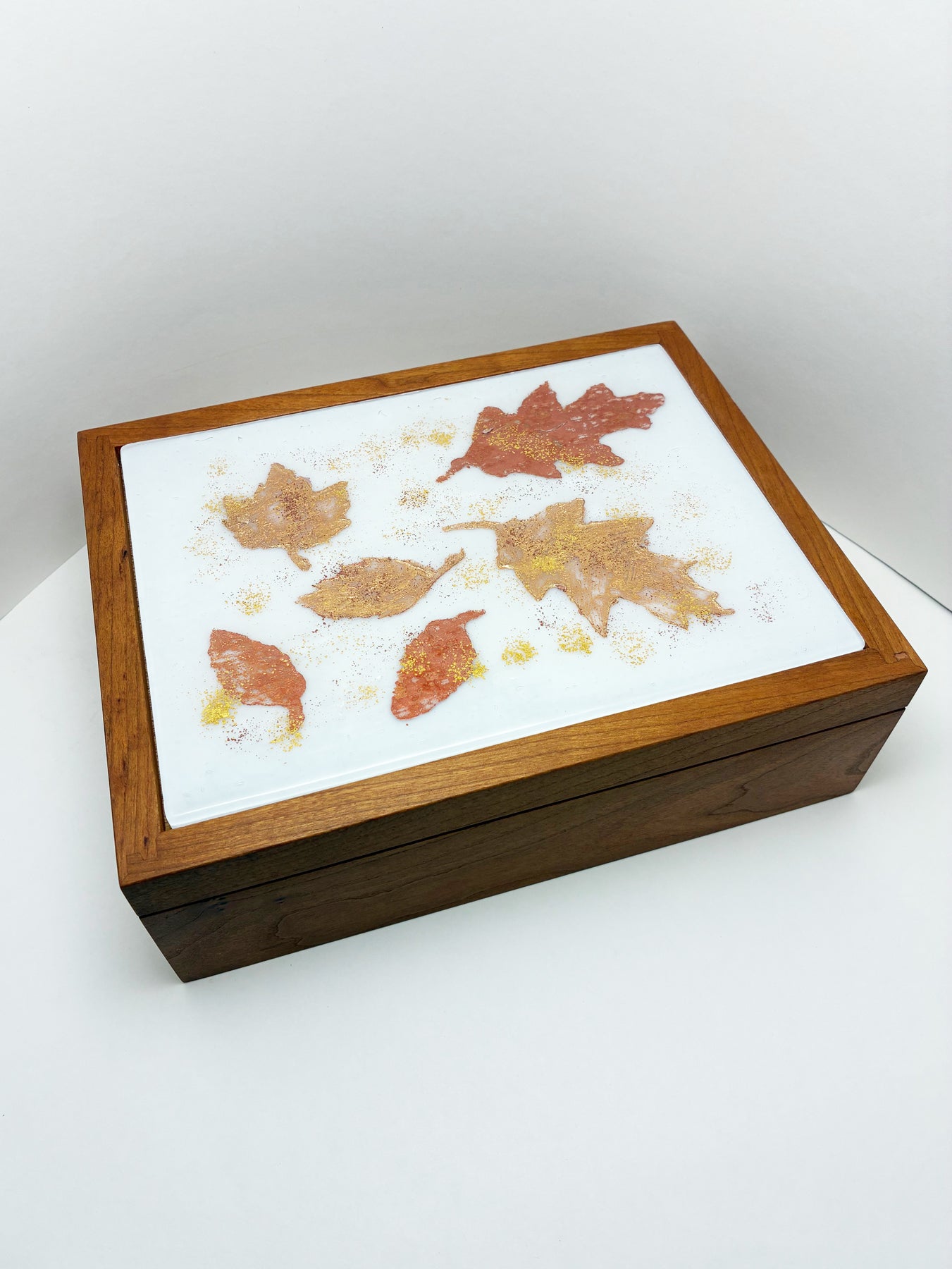 Handmade maple wood & fused glass box