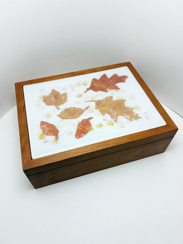 Handmade maple wood & fused glass box
