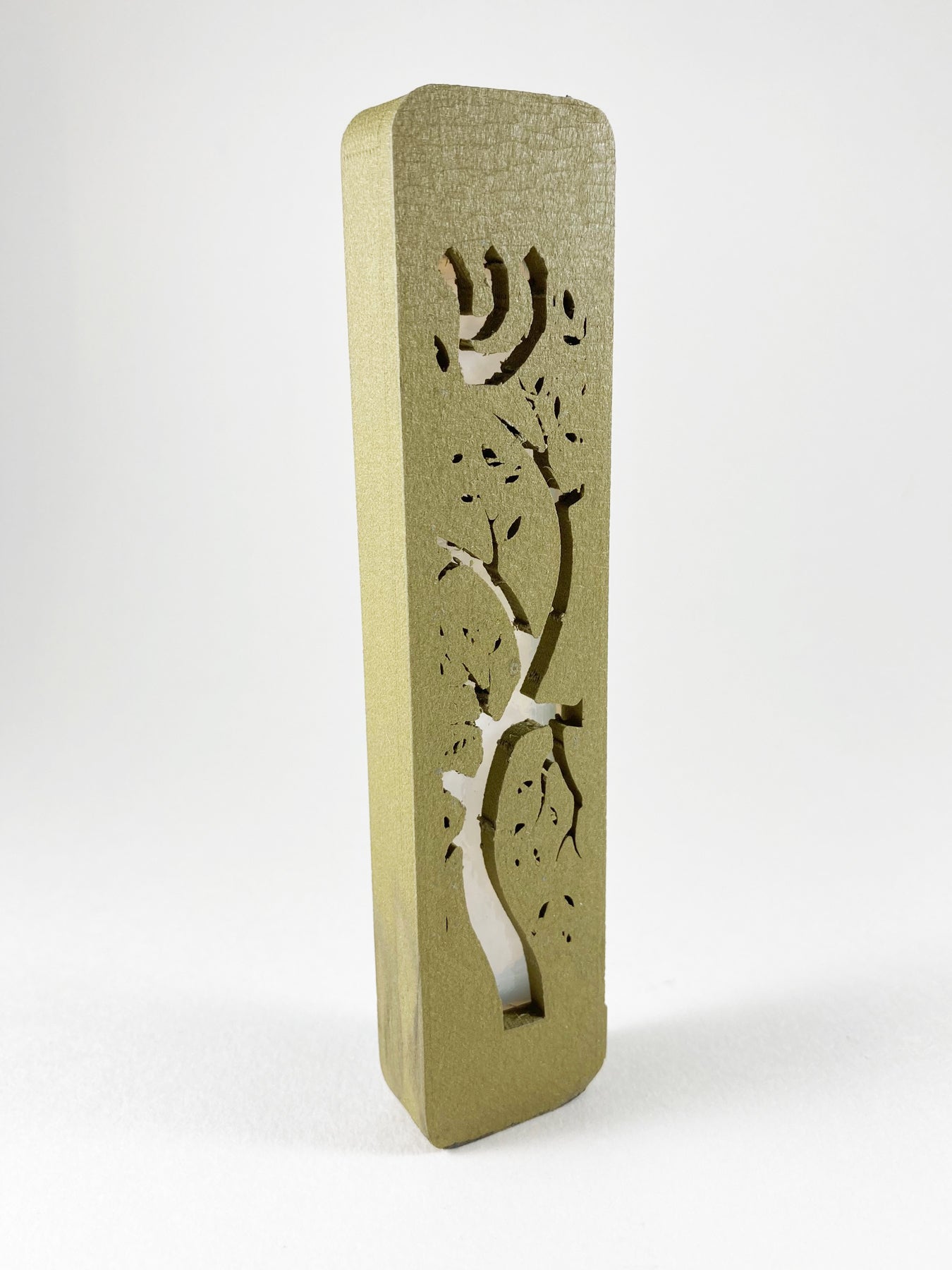 Tree of Life Mezuzah Olive Green  - CLEARANCE