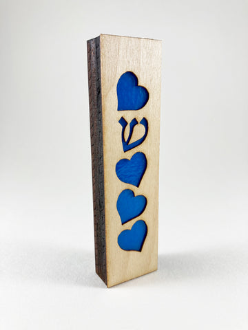 Hearts Mezuzah Periwinkle Blue  -CLEARANCE