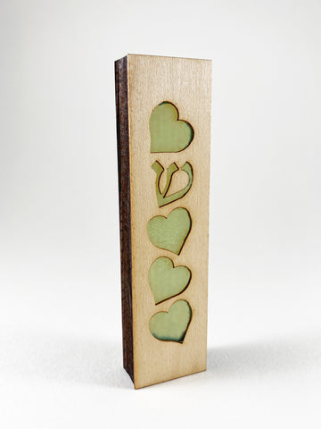 Hearts Mezuzah Celadon Green  -CLEARANCE