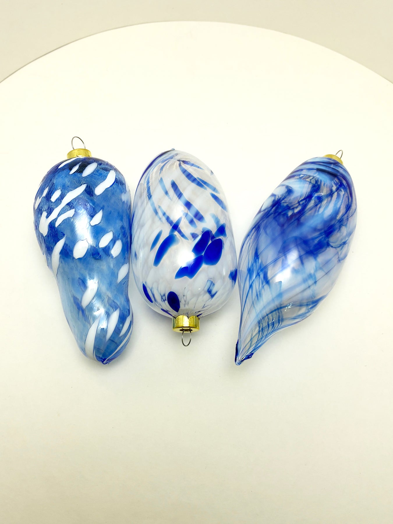 3 Unusually Shaped Blue Ornaments - CLEARANCE