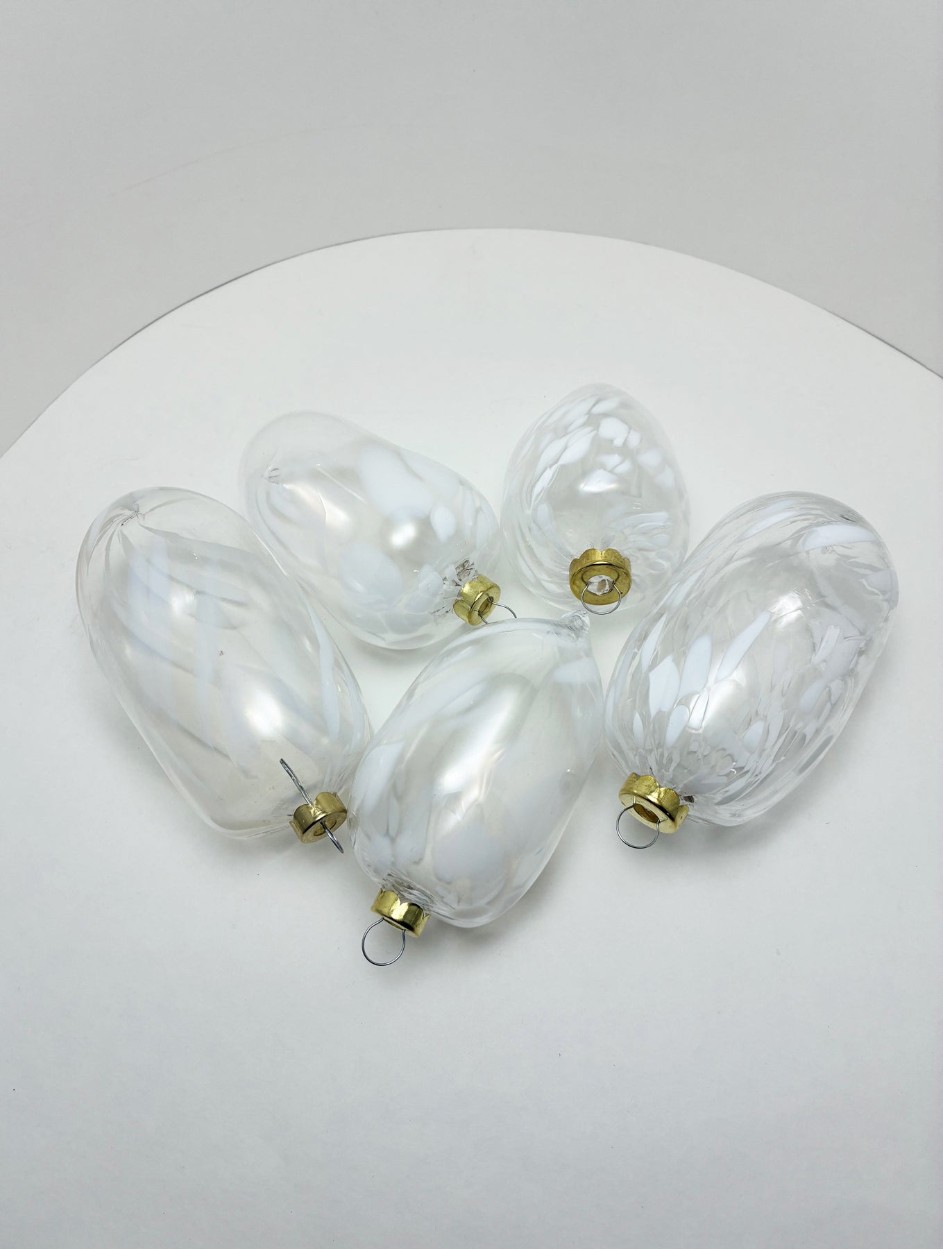 5 White & Clear Ornaments - CLEARANCE