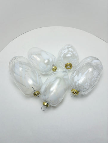 5 White & Clear Ornaments - CLEARANCE