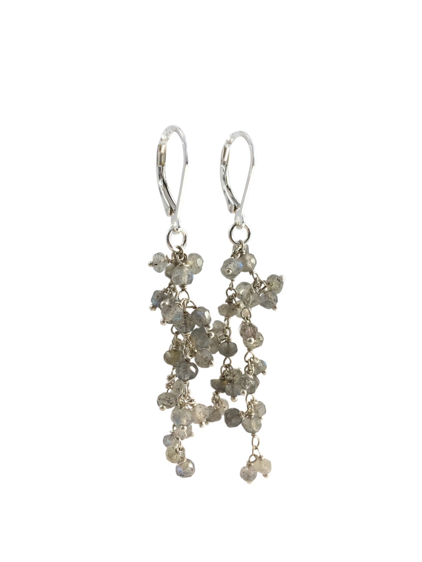 Cream Labradorite & Sterling Silver Dangle Earrings