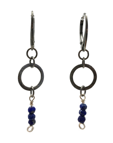 Oxidized Silver Earrings with Lapis