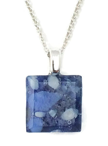 Stone Blue Tiny Necklace with Fine Sterling Silver Chain