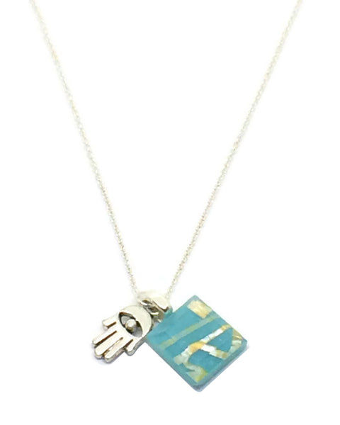 Turquoise Tiny Necklace with Fine Sterling Silver Chain