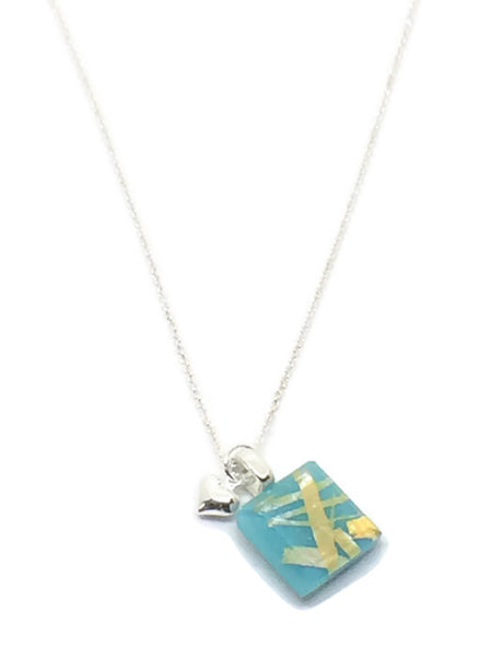 Turquoise Tiny Necklace with Fine Sterling Silver Chain